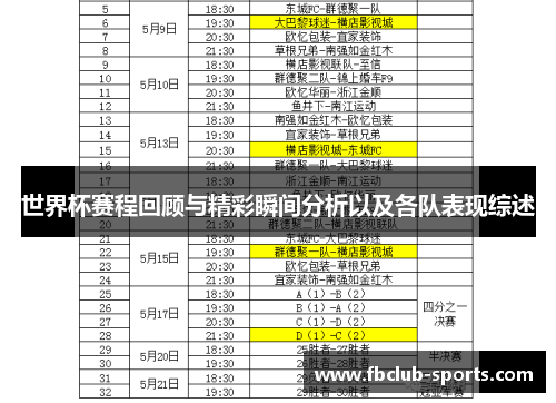 世界杯赛程回顾与精彩瞬间分析以及各队表现综述